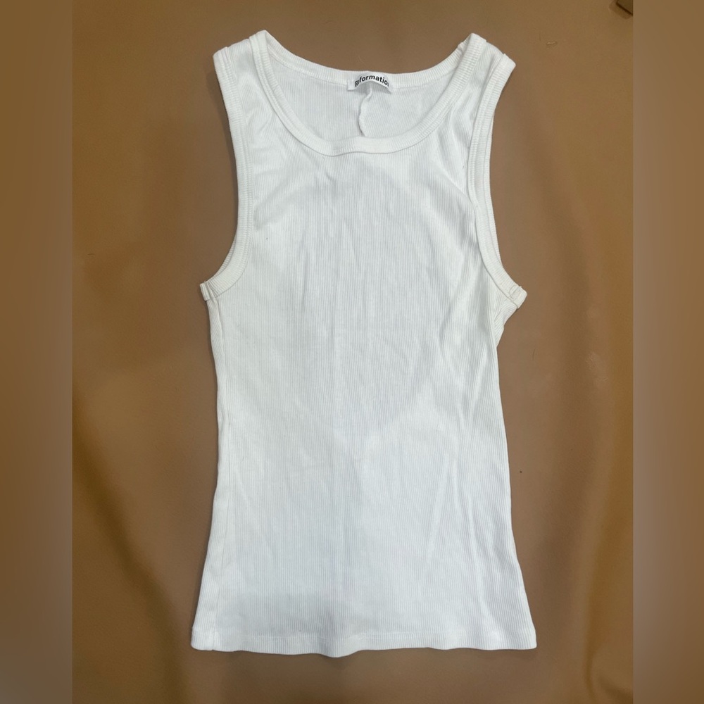 Reformation white tank top with back cutout size small